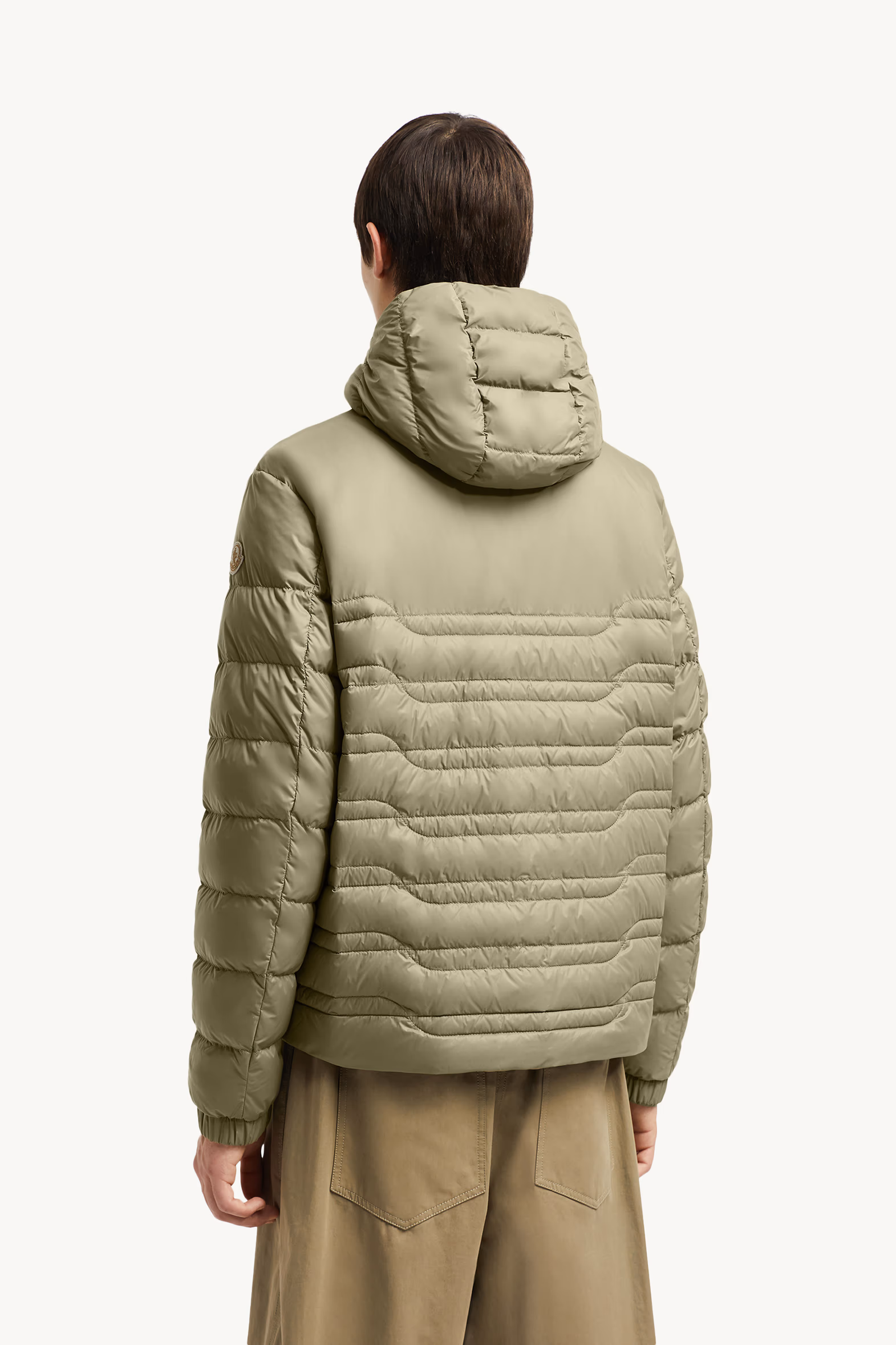 Plumífero corto con capucha y acolchado geométrico Aleso Hombre Verde Oliva Moncler 5